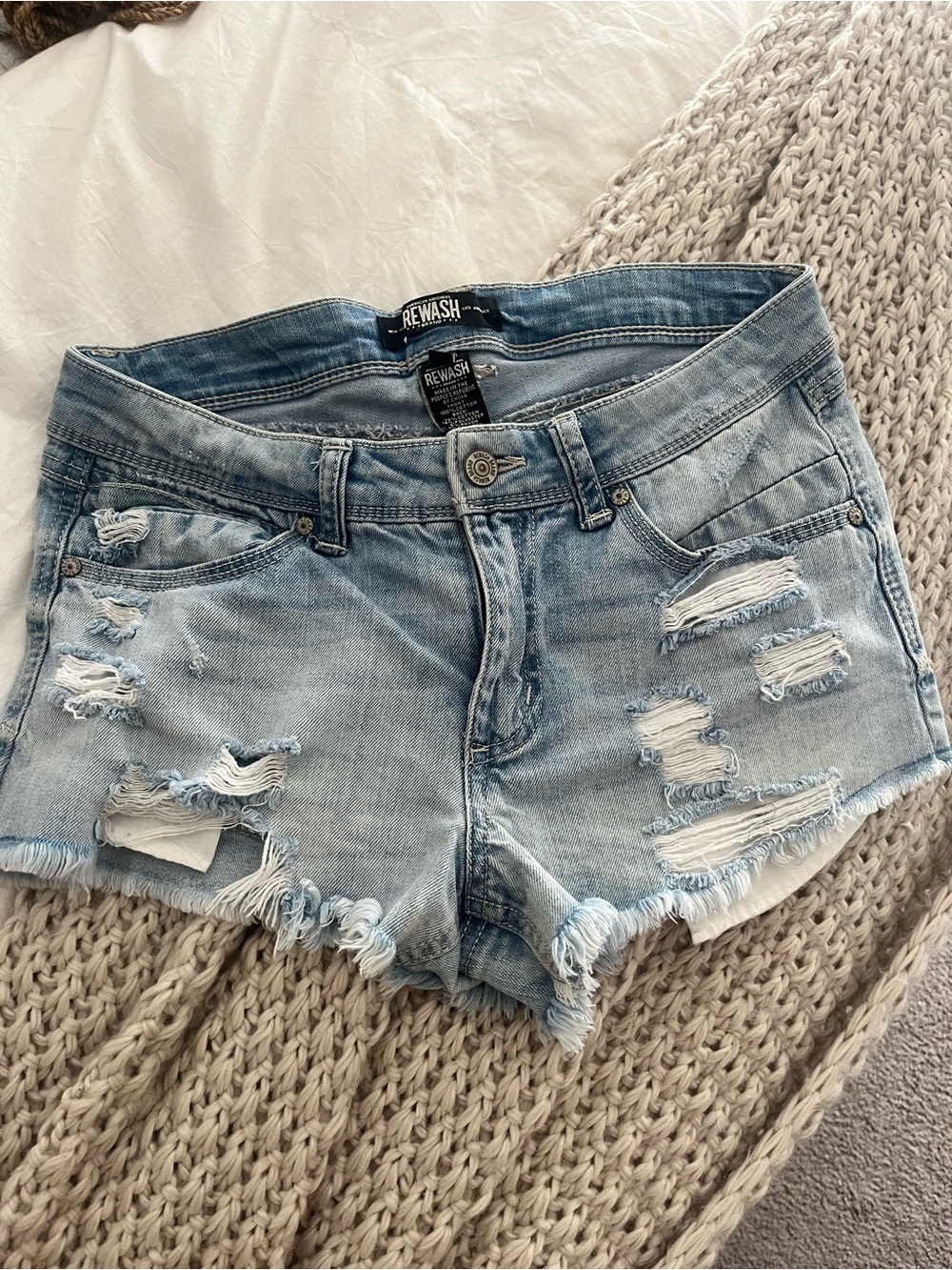 REWASH Denim Jean Shorts Cutoff Light Wash Sz 5